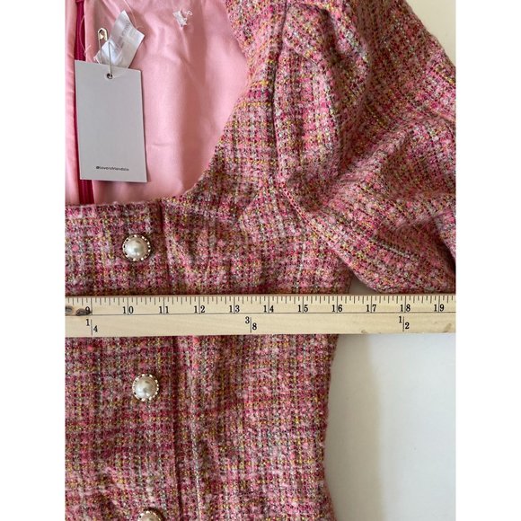 NWT Lovers + Friends Amira Mini Dress Pink S Tweed - Picture 11 of 11